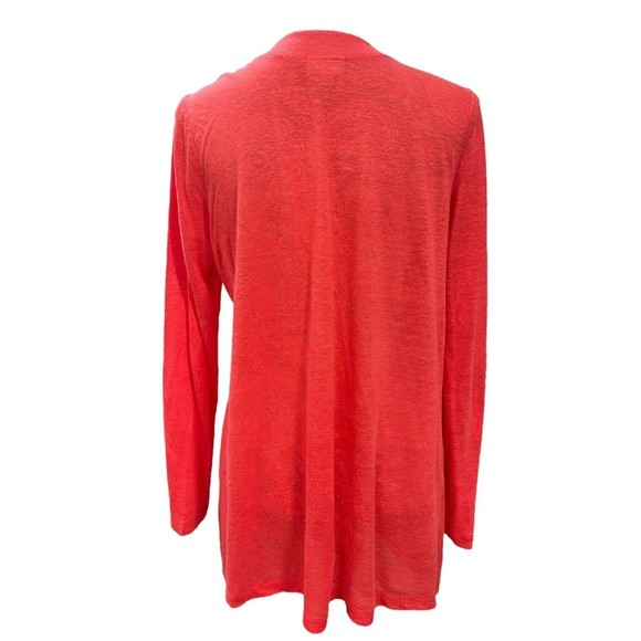 J. JILL Pure Jill Linen Cardigan Sweater Open Front Coral Long Size Small - Picture 3 of 7